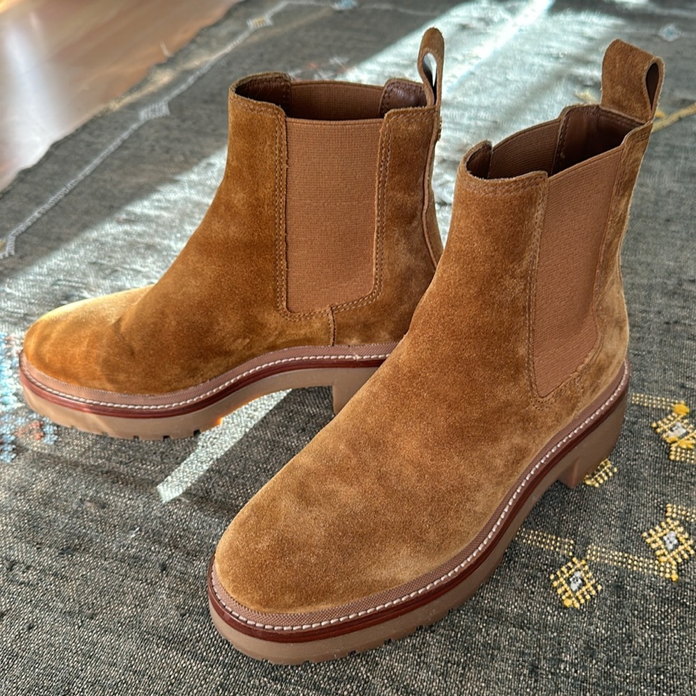 Tory Burch camel suede Chelsea boot